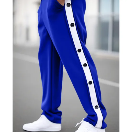 Discount OUKU Men's Sweatpants Joggers Tear Away Pants Trousers Straight Leg Sweatpants Drawstring Elastic Waist Side Button Plain Comfort Breathable Outdoor Daily Going out Fashion Casual Black Blue