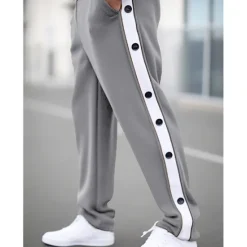 Discount OUKU Men's Sweatpants Joggers Tear Away Pants Trousers Straight Leg Sweatpants Drawstring Elastic Waist Side Button Plain Comfort Breathable Outdoor Daily Going out Fashion Casual Black Blue