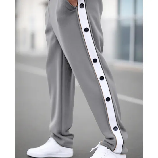 Discount OUKU Men's Sweatpants Joggers Tear Away Pants Trousers Straight Leg Sweatpants Drawstring Elastic Waist Side Button Plain Comfort Breathable Outdoor Daily Going out Fashion Casual Black Blue