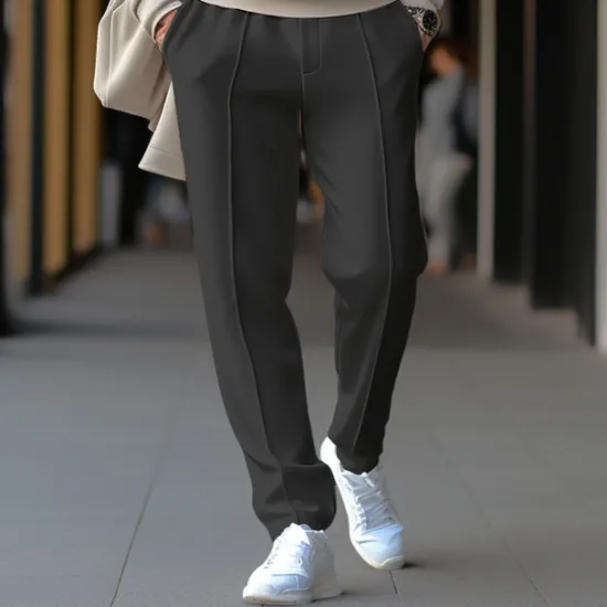 Hot OUKU Men's Sweatpants Joggers Trousers Pleated Pants Drawstring Elastic Waist Plain Comfort Breathable Casual Daily Holiday Sports Fashion Black White