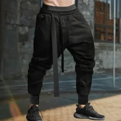Outlet OUKU Men's Sweatpants Joggers Trousers Casual Pants Waffle Pants Drawstring Elastic Waist Plain Comfort Soft Full Length Sports Outdoor Daily Fashion Streetwear Black Blue