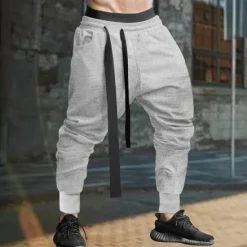 Outlet OUKU Men's Sweatpants Joggers Trousers Casual Pants Waffle Pants Drawstring Elastic Waist Plain Comfort Soft Full Length Sports Outdoor Daily Fashion Streetwear Black Blue