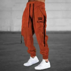 Outlet OUKU Men's Sweatpants Joggers Trousers Drawstring Side Pockets Elastic Waist Letter Graphic Prints Comfort Breathable Sports Outdoor Casual Daily Terry Streetwear Designer Yellow Orange Micro-elastic