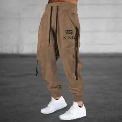 Outlet OUKU Men's Sweatpants Joggers Trousers Drawstring Side Pockets Elastic Waist Letter Graphic Prints Comfort Breathable Sports Outdoor Casual Daily Terry Streetwear Designer Yellow Orange Micro-elastic