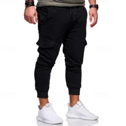 OUKU Men's Sweatpants Joggers Trousers Drawstring Elastic Waist Multi Pocket Plain Comfort Sports Outdoor Daily Fashion Casual Black Army Green Micro-elastic