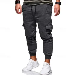 OUKU Men's Sweatpants Joggers Trousers Drawstring Elastic Waist Multi Pocket Plain Comfort Sports Outdoor Daily Fashion Casual Black Army Green Micro-elastic