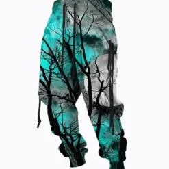 Best OUKU Men's Sweatpants Joggers Trousers Drawstring Side Pockets Elastic Waist Graphic Prints Comfort Breathable Sports Outdoor Casual Daily Cotton Blend Terry Streetwear Designer Yellow Red Micro-elastic