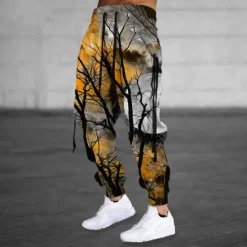 Best OUKU Men's Sweatpants Joggers Trousers Drawstring Side Pockets Elastic Waist Graphic Prints Comfort Breathable Sports Outdoor Casual Daily Cotton Blend Terry Streetwear Designer Yellow Red Micro-elastic