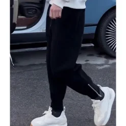 Best OUKU Men's Sweatpants Joggers Trousers Harem Pants Pocket Drawstring Elastic Waist Plain Comfort Sports Outdoor Daily Fashion Casual Blue Micro-elastic Black