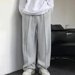 Sale OUKU Men's Sweatpants Joggers Trousers Straight Leg Sweatpants Pleated Pants Drawstring Elastic Waist Plain Comfort Warm Full Length Outdoor Casual Daily Sports Fashion Black Blue