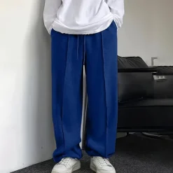 Sale OUKU Men's Sweatpants Joggers Trousers Straight Leg Sweatpants Pleated Pants Drawstring Elastic Waist Plain Comfort Warm Full Length Outdoor Casual Daily Sports Fashion Black Blue