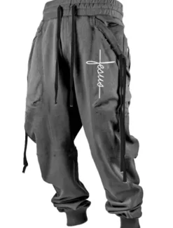 Discount OUKU Men's Sweatpants Joggers Trousers Drawstring Elastic Waist 3D Print Graphic Prints Cross Comfort Sports Outdoor Casual Daily Cotton Blend Streetwear Designer Black Yellow Micro-elastic