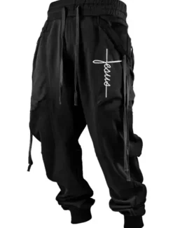 Discount OUKU Men's Sweatpants Joggers Trousers Drawstring Elastic Waist 3D Print Graphic Prints Cross Comfort Sports Outdoor Casual Daily Cotton Blend Streetwear Designer Black Yellow Micro-elastic