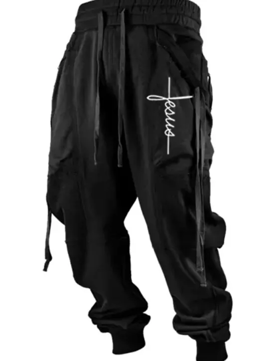 Discount OUKU Men's Sweatpants Joggers Trousers Drawstring Elastic Waist 3D Print Graphic Prints Cross Comfort Sports Outdoor Casual Daily Cotton Blend Streetwear Designer Black Yellow Micro-elastic