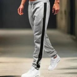 Sale OUKU Men's Sweatpants Joggers Trousers Casual Pants Drawstring Side Stripe Elastic Waist Plain Comfort Warm Full Length Outdoor Casual Daily Sports Fashion Black-White Black-Red