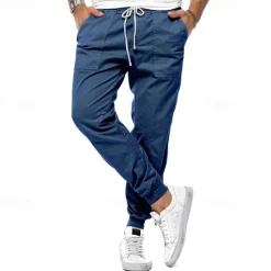Sale OUKU Men's Sweatpants Joggers Trousers Pocket Drawstring Elastic Waist Plain Comfort Sports Outdoor Daily Fashion Casual Black White Micro-elastic Blue