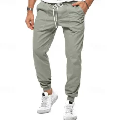 Sale OUKU Men's Sweatpants Joggers Trousers Pocket Drawstring Elastic Waist Plain Comfort Sports Outdoor Daily Fashion Casual Black White Micro-elastic Blue