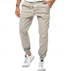 Sale OUKU Men's Sweatpants Joggers Trousers Pocket Drawstring Elastic Waist Plain Comfort Sports Outdoor Daily Fashion Casual Black White Micro-elastic Blue