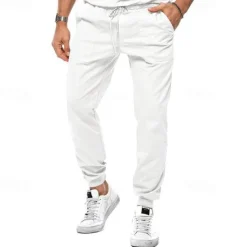 Sale OUKU Men's Sweatpants Joggers Trousers Pocket Drawstring Elastic Waist Plain Comfort Sports Outdoor Daily Fashion Casual Black White Micro-elastic Blue