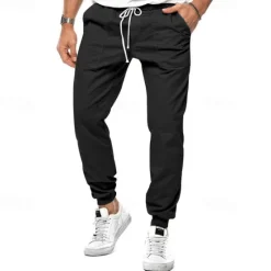 Sale OUKU Men's Sweatpants Joggers Trousers Pocket Drawstring Elastic Waist Plain Comfort Sports Outdoor Daily Fashion Casual Black White Micro-elastic Blue