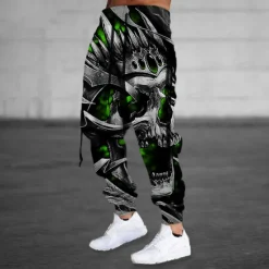 New OUKU Men's Sweatpants Joggers Trousers Drawstring Side Pockets Elastic Waist Skull Graphic Prints Comfort Breathable Sports Outdoor Casual Daily Cotton Blend Terry Streetwear Designer Blue Purple