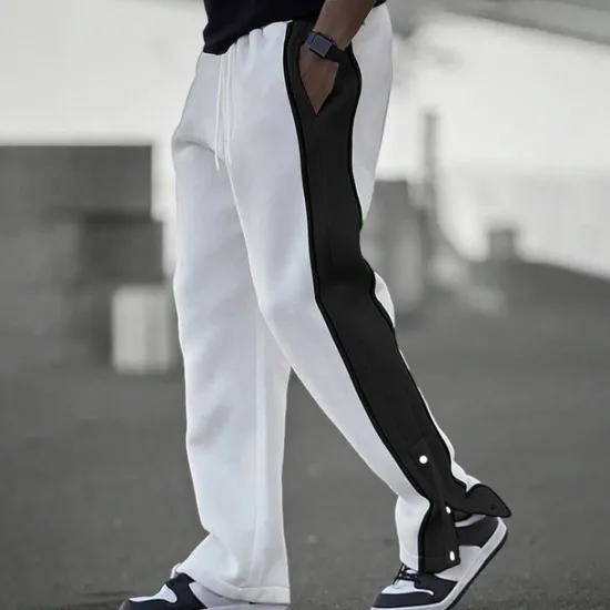 OUKU Men's Sweatpants Joggers Trousers Patchwork Drawstring Elastic Waist Color Block Comfort Breathable Casual Daily Holiday Sports Fashion Black White