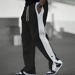 OUKU Men's Sweatpants Joggers Trousers Patchwork Drawstring Elastic Waist Color Block Comfort Breathable Casual Daily Holiday Sports Fashion Black White