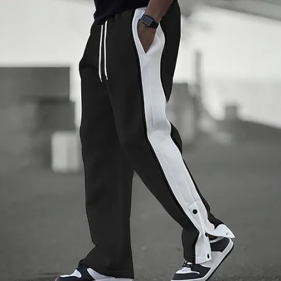 OUKU Men's Sweatpants Joggers Trousers Patchwork Drawstring Elastic Waist Color Block Comfort Breathable Casual Daily Holiday Sports Fashion Black White