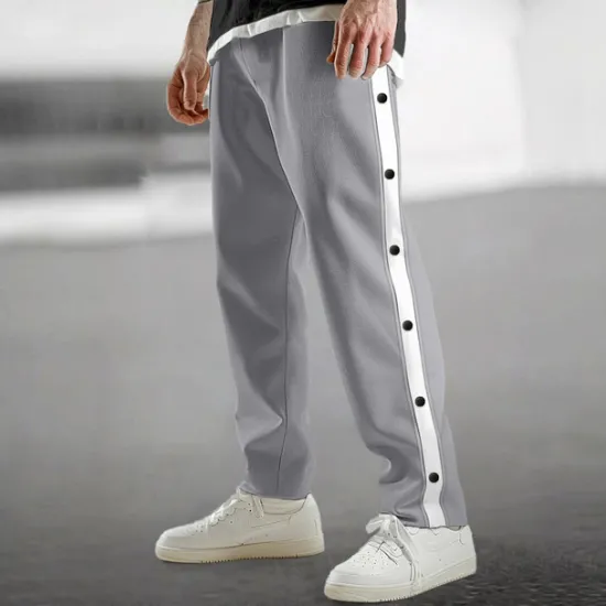 Sale OUKU Men's Sweatpants Joggers Tear Away Pants Trousers Straight Leg Sweatpants Drawstring Elastic Waist Side Button Plain Comfort Breathable Full Length Outdoor Daily Going out Fashion Casual Black Blue