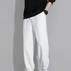 Clearance OUKU Men's Sweatpants Joggers Trousers Pocket Drawstring Elastic Waist Plain Comfort Soft Casual Daily Holiday Sports Fashion Black White