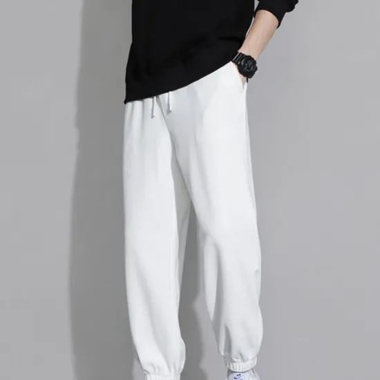 Clearance OUKU Men's Sweatpants Joggers Trousers Pocket Drawstring Elastic Waist Plain Comfort Soft Casual Daily Holiday Sports Fashion Black White