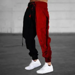 Outlet OUKU Men's Sweatpants Joggers Trousers Drawstring Elastic Waist Ribbon Graphic Prints Comfort Breathable Sports Outdoor Casual Daily Cotton Blend Terry Streetwear Designer Red Blue Micro-elastic