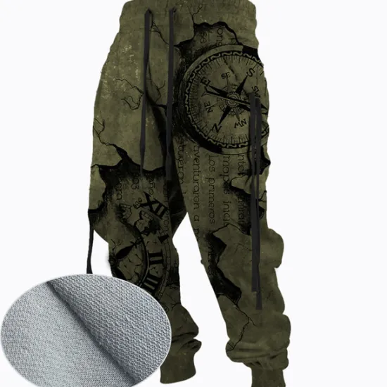 Best OUKU Men's Sweatpants Joggers Trousers Drawstring Side Pockets Elastic Waist Graphic Prints Comfort Breathable Sports Outdoor Casual Daily Cotton Blend Terry Streetwear Designer ArmyGreen Blue