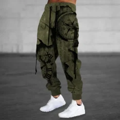 Best OUKU Men's Sweatpants Joggers Trousers Drawstring Side Pockets Elastic Waist Graphic Prints Comfort Breathable Sports Outdoor Casual Daily Cotton Blend Terry Streetwear Designer ArmyGreen Blue
