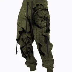 Best OUKU Men's Sweatpants Joggers Trousers Drawstring Side Pockets Elastic Waist Graphic Prints Comfort Breathable Sports Outdoor Casual Daily Cotton Blend Terry Streetwear Designer ArmyGreen Blue