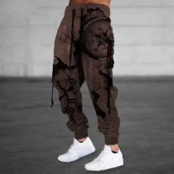 Best OUKU Men's Sweatpants Joggers Trousers Drawstring Side Pockets Elastic Waist Graphic Prints Comfort Breathable Sports Outdoor Casual Daily Cotton Blend Terry Streetwear Designer ArmyGreen Blue