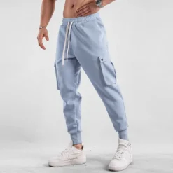 Outlet OUKU Men's Sweatpants Joggers Trousers Drawstring Elastic Waist Multi Pocket Plain Comfort Sports Outdoor Daily Fashion Casual Black Light Grey Micro-elastic