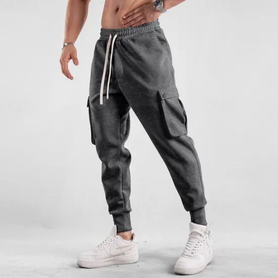 Outlet OUKU Men's Sweatpants Joggers Trousers Drawstring Elastic Waist Multi Pocket Plain Comfort Sports Outdoor Daily Fashion Casual Black Light Grey Micro-elastic