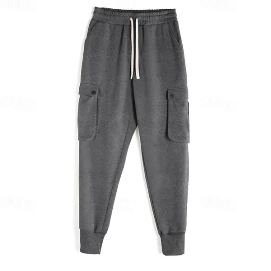 Outlet OUKU Men's Sweatpants Joggers Trousers Drawstring Elastic Waist Multi Pocket Plain Comfort Sports Outdoor Daily Fashion Casual Black Light Grey Micro-elastic