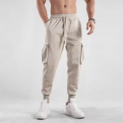 Outlet OUKU Men's Sweatpants Joggers Trousers Drawstring Elastic Waist Multi Pocket Plain Comfort Sports Outdoor Daily Fashion Casual Black Light Grey Micro-elastic