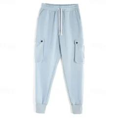 Outlet OUKU Men's Sweatpants Joggers Trousers Drawstring Elastic Waist Multi Pocket Plain Comfort Sports Outdoor Daily Fashion Casual Black Light Grey Micro-elastic