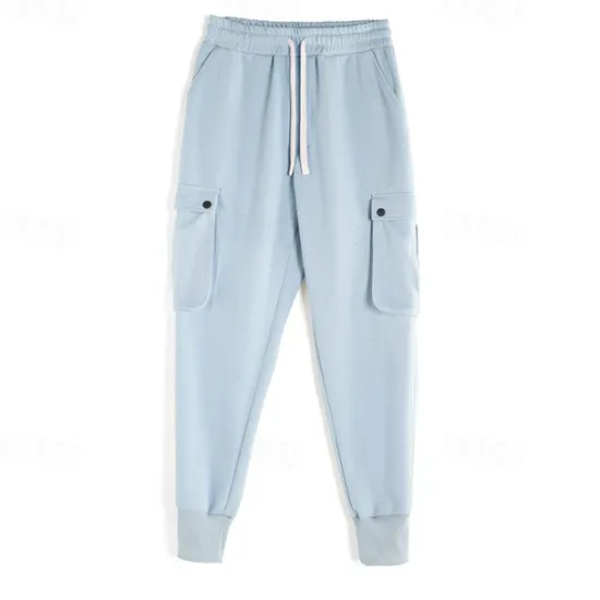 Outlet OUKU Men's Sweatpants Joggers Trousers Drawstring Elastic Waist Multi Pocket Plain Comfort Sports Outdoor Daily Fashion Casual Black Light Grey Micro-elastic