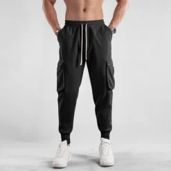 Outlet OUKU Men's Sweatpants Joggers Trousers Drawstring Elastic Waist Multi Pocket Plain Comfort Sports Outdoor Daily Fashion Casual Black Light Grey Micro-elastic