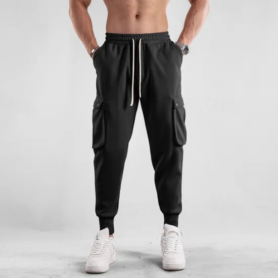 Outlet OUKU Men's Sweatpants Joggers Trousers Drawstring Elastic Waist Multi Pocket Plain Comfort Sports Outdoor Daily Fashion Casual Black Light Grey Micro-elastic