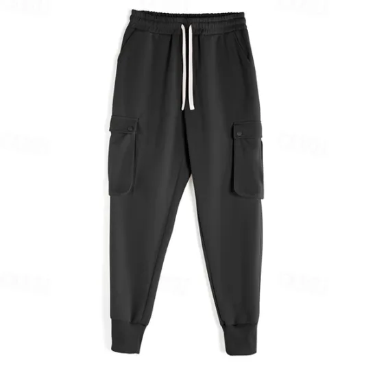 Outlet OUKU Men's Sweatpants Joggers Trousers Drawstring Elastic Waist Multi Pocket Plain Comfort Sports Outdoor Daily Fashion Casual Black Light Grey Micro-elastic