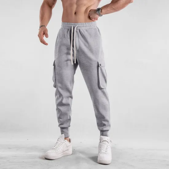 Outlet OUKU Men's Sweatpants Joggers Trousers Drawstring Elastic Waist Multi Pocket Plain Comfort Sports Outdoor Daily Fashion Casual Black Light Grey Micro-elastic