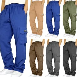 OUKU Men's Sweatpants Joggers Trousers Cargo Sweatpants Pocket Plain Comfort Breathable Outdoor Daily Going out Fashion Casual Dark Khaki Black
