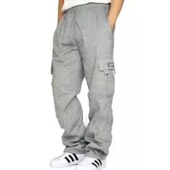 OUKU Men's Sweatpants Joggers Trousers Cargo Sweatpants Pocket Plain Comfort Breathable Outdoor Daily Going out Fashion Casual Dark Khaki Black