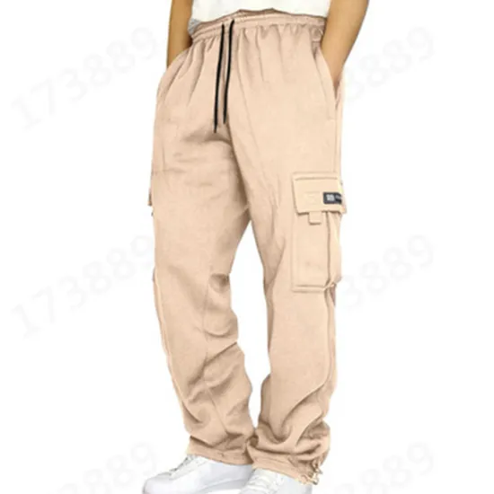 OUKU Men's Sweatpants Joggers Trousers Cargo Sweatpants Pocket Plain Comfort Breathable Outdoor Daily Going out Fashion Casual Dark Khaki Black