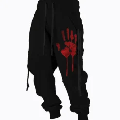 Outlet OUKU Men's Sweatpants Joggers Trousers Drawstring Side Pockets Elastic Waist Graphic Prints Hand Comfort Breathable Sports Outdoor Casual Daily Cotton Blend Terry Streetwear Designer Black Blue